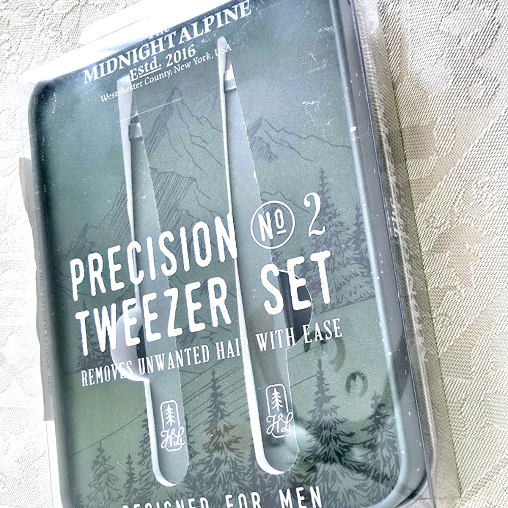 NEW! The Midnight Alphine Precision #2 Tweezer Set for Men
